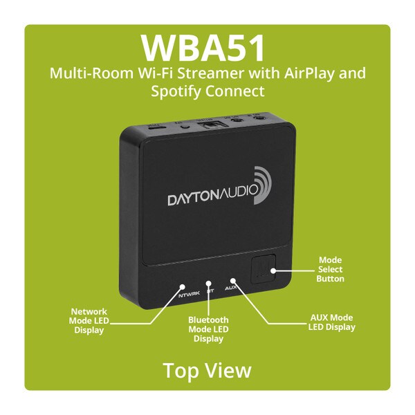 Main product image for Dayton Audio WBA51 Bluetooth and Network Audio Receiver with IR Remote300-598